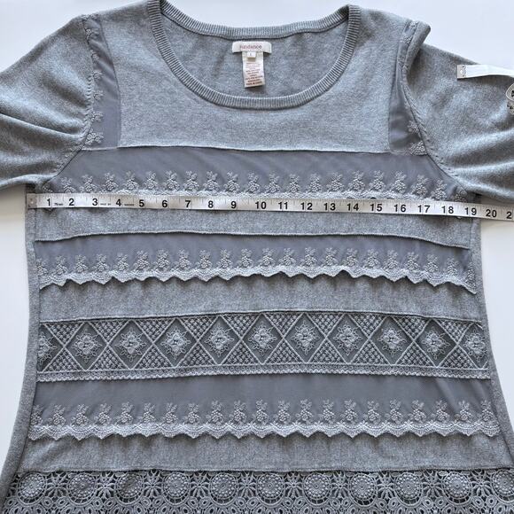 Sundance Gray Lace Overlay Dress Size Large Boho Feminine Cotton Casual Comfort - Picture 6 of 7